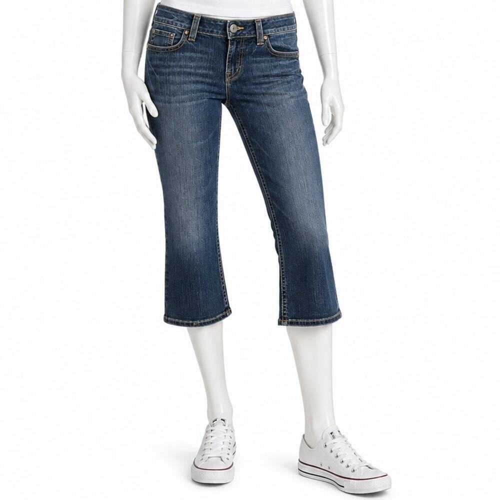 Silver Suki Capri Jeans Womens 30x26 Medium Wash Stretch Denim Mid Rise y2k